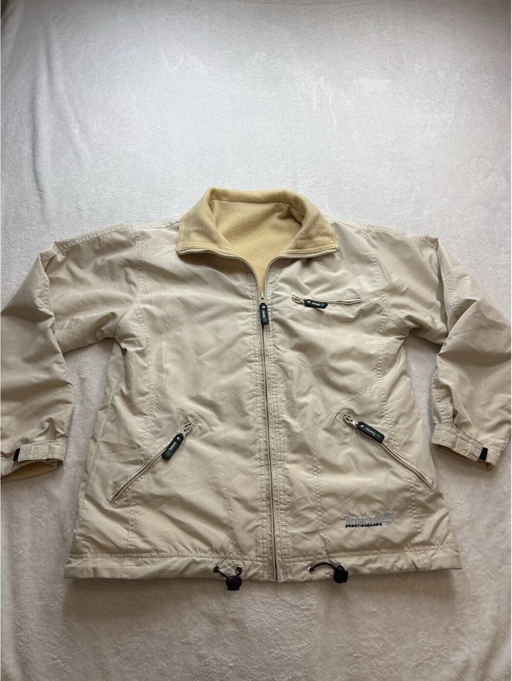 vintage Timberland Performance cream full-zip windbreaker jacket Reversible XL